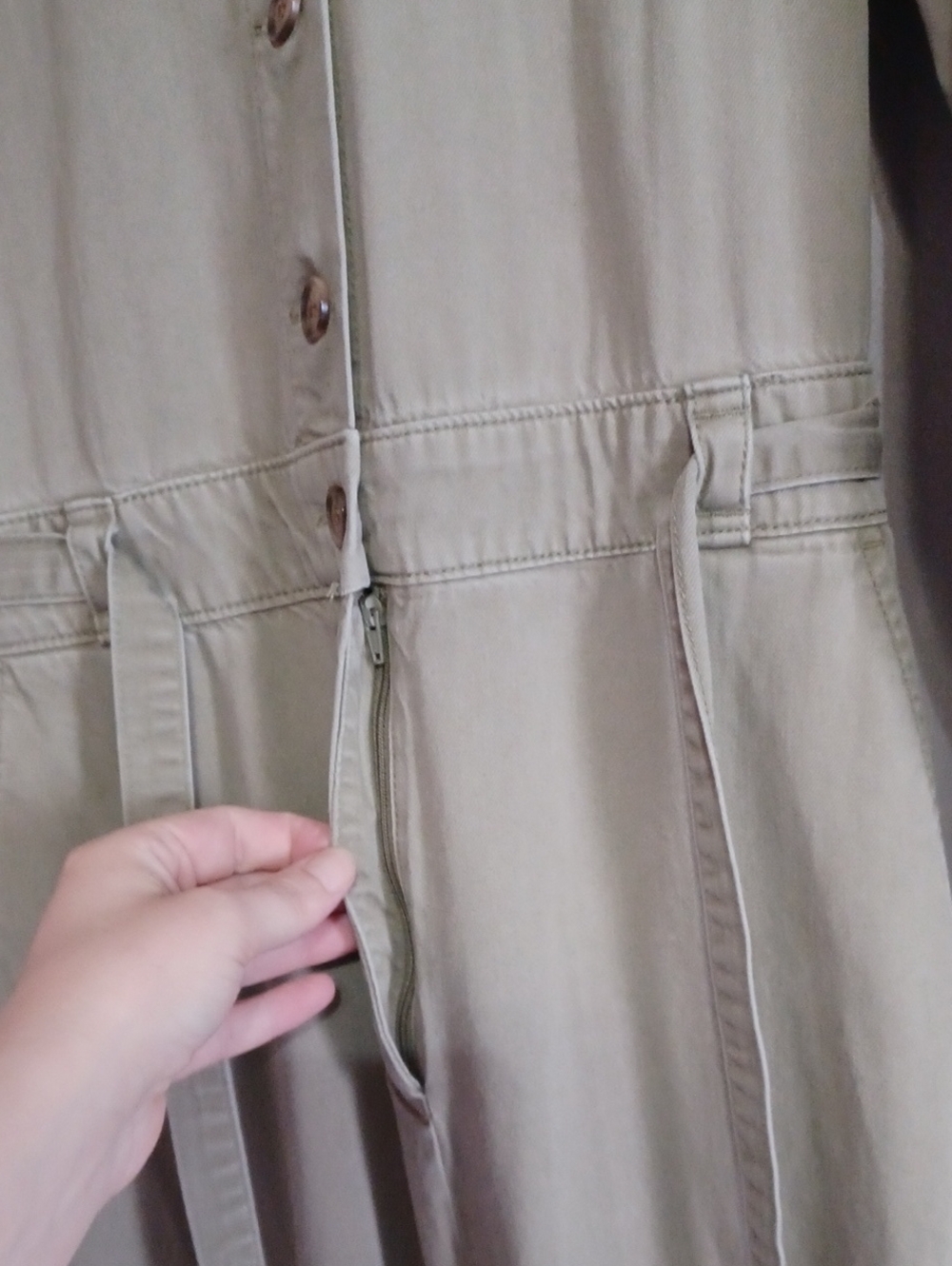 Gap Women's Puff Sleeve Utility Jumpsuit Coveralls Sage Tan Size 6 Soft Twill - Picture 8 of 15